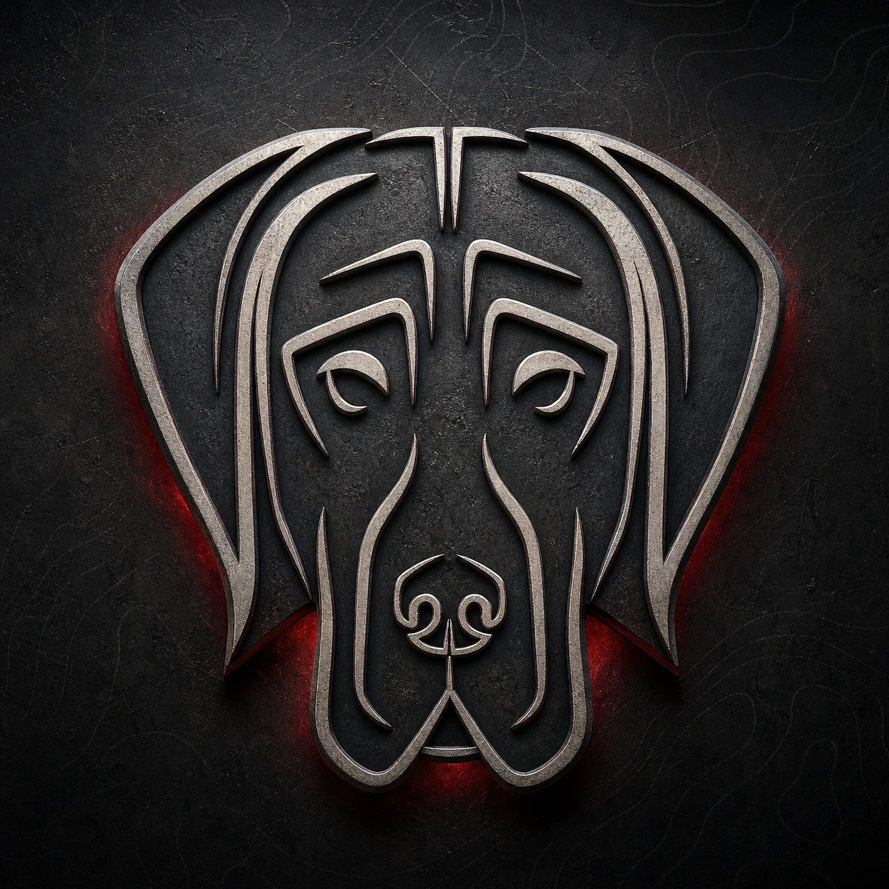 Dimensional forged-steel mastiff emblem inspired by the hand-painted Titans Gym wall mark